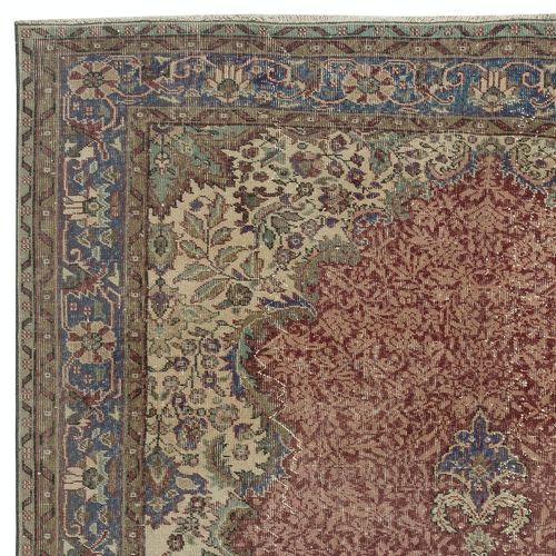 7x10.5 Ft One Of A Kind Handmade Turkish Area Rug, Red Color Vintage Carpet photo Textiles