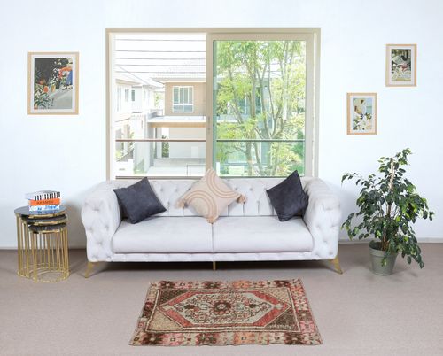 27x50 In Vintage Scatter Rug, Circa 1950, Wool Hand Knotted Turkish Doormat photo furniture