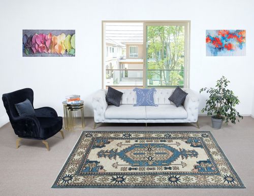 5.8x8.6 Ft One Of A Kind Vintage Handmade Turkish Area Rug. 100% Wool photo furniture