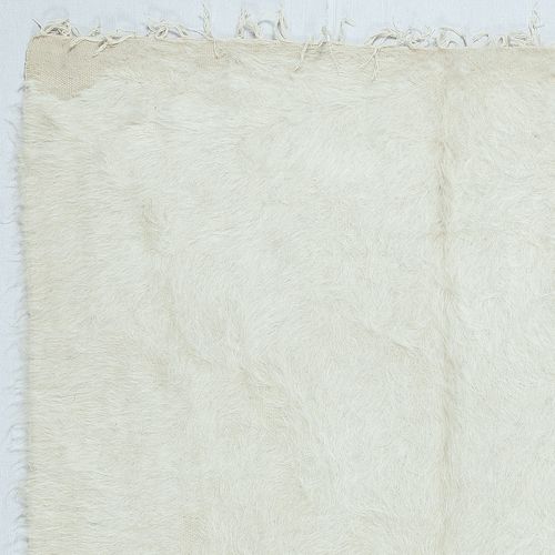 3.7x5.8 Ft New Flat Weave Kilim Rug Made Of Goat's Wool, Plain Cream Bed Cover photo Textiles