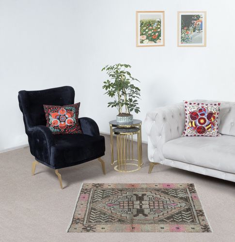 30x41 In Vintage Handmade Scatter Rug, Turkish Accent Rug, Decorative Door Mat photo furniture
