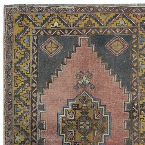 4x7.3 Ft Vintage Handmade Turkish Oriental Rug For Tribal Interiors. All Wool photo Textiles