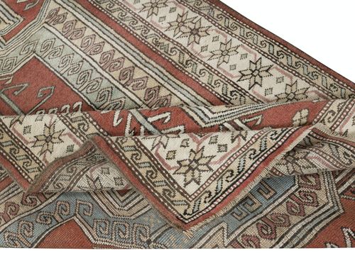 4.3x7.3 Ft One Of A Kind Vintage Handmade Turkish Rug, 100% Wool photo for sale
