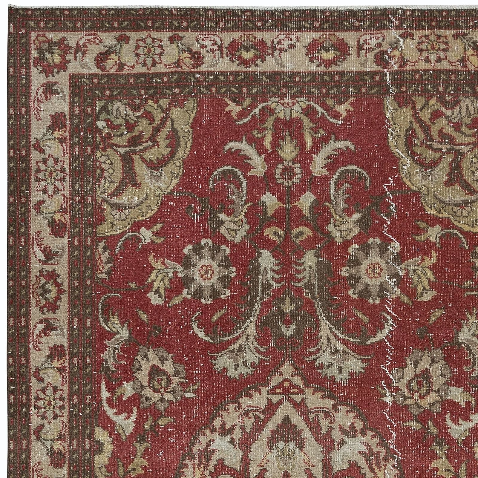 5.3x9 Ft Vintage Hand Knotted Turkish Village Rug For Living Room Decor photo Textiles
