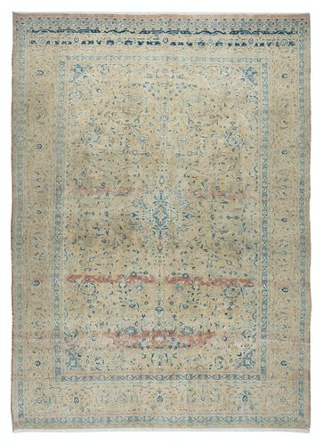 9.2x13 Ft One Of A Kind Vintage Beige Large Area Rug, Handmade Turkish Carpet