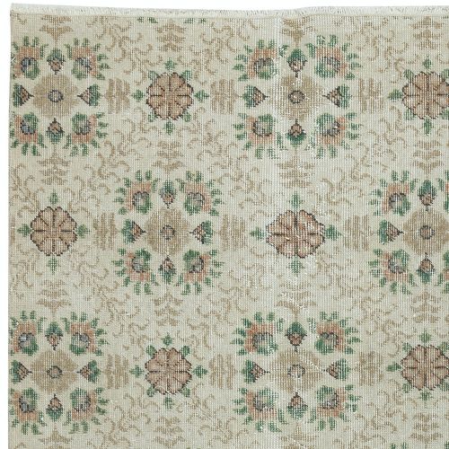3.8x6.7 Ft One Of A Pair Vintage Handmade Turkish Accent Rug With Floral Design photo Textiles
