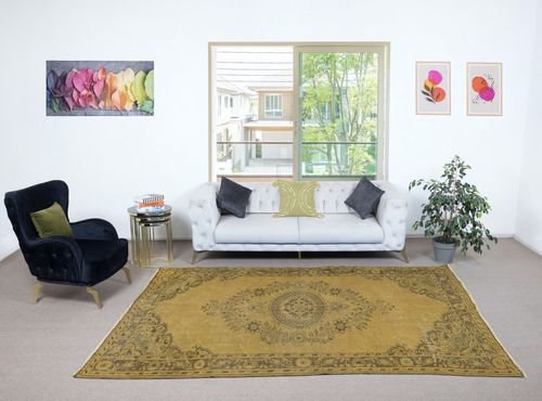 6.7x10 Ft Vintage Farmhouse Decor Area Rug. Rustic Handmade Turkish Carpet photo furniture