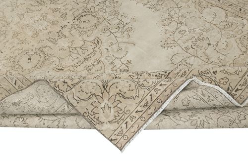 6.3x10.2 Ft One Of A Kind Handmade Beige Rug, Vintage Sun Faded Turkish Carpet photo for sale