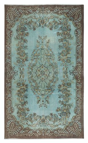 6x10.3 Ft Modern Handmade Blue Color Turkish Wool Area Rug With Medallion Design