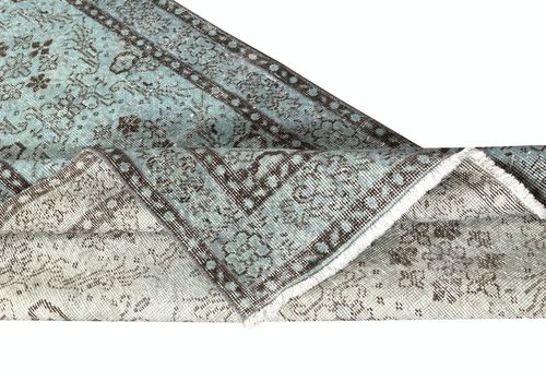 4x6.8 Ft Light Blue Area Rug With Floral Design. Hand Knotted In Turkey photo for sale