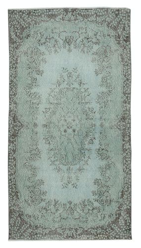 3.8x7 Ft Modern Handmade Turkish Accent Rug Redyed In Light Blue. Floor Covering