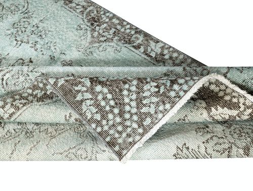 3.8x7 Ft Modern Handmade Turkish Accent Rug Redyed In Light Blue. Floor Covering photo for sale