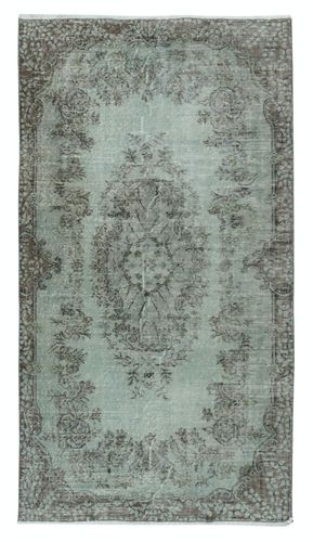 3.7x6.7 Ft Modern Handmade Turkish Accent Rug. Light Blue Color Small Rug