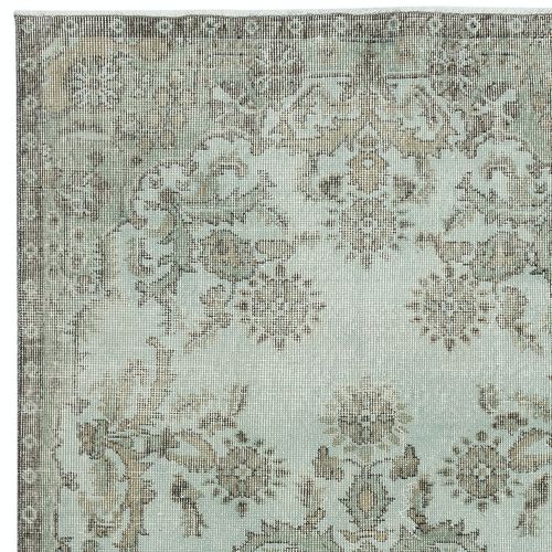 3.8x7 Ft Modern Handmade Light Blue Turkish Accent Rug With Floral Design photo Textiles