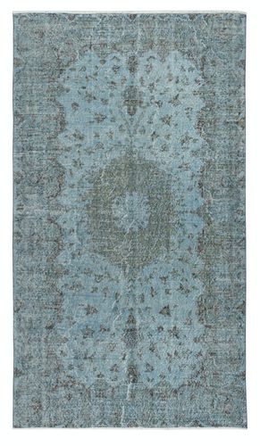 5x9.2 Ft Contemporary Handmade Turkish Area Rug In Blue. Woolen Floor Covering