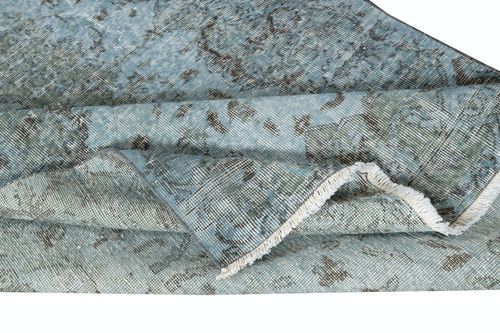 5x9.2 Ft Contemporary Handmade Turkish Area Rug In Blue. Woolen Floor Covering photo for sale
