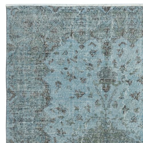 5x9.2 Ft Contemporary Handmade Turkish Area Rug In Blue. Woolen Floor Covering photo Textiles