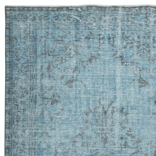 4.5x9.5 Ft Light Blue Color Handmade Turkish Area Rug For Contemporary Interiors photo Textiles
