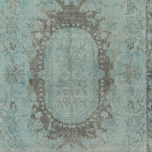 3.7x6.7 Ft Blue Color Overdyed Handmade Turkish Small Rug With Baroque Design photo 208.0
