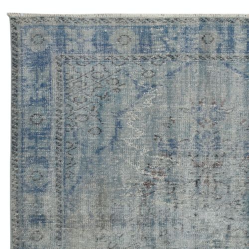 6x10.4 Ft Distressed Blue Area Rug For Contemporary Interior, Handmade In Turkey photo Textiles