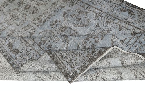 5.6x10 Ft Handmade Turkish Wool Area Rug In Blue. Modern Floor Covering photo for sale