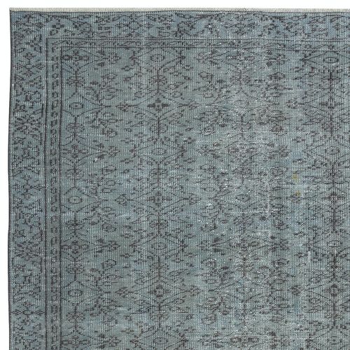 5x9 Ft Modern Blue Color Handmade Turkish Wool Area Rug With Flower Design photo Textiles