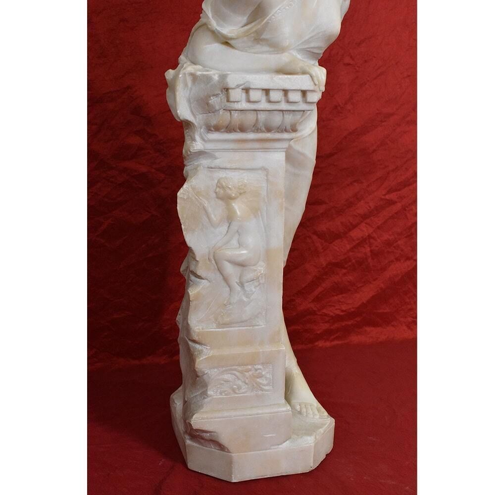 Antique Italian Alabaster Sculptures, Young Girl Sculpture, Giuseppe Gambogi, 19th Century. photo buy