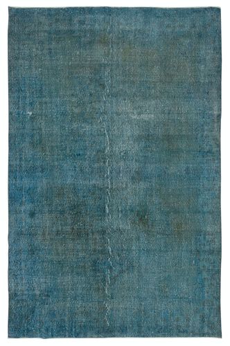 7.5x11.8 Ft Contemporary Handmade Turkish Area Rug Over Dyed In Teal Blue Color