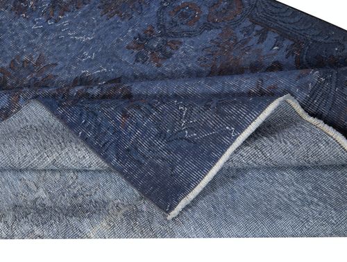 5.7x8 Ft Modern Handmade Turkish Wool Area Rug In Blue. Low Pile Floor Covering photo for sale