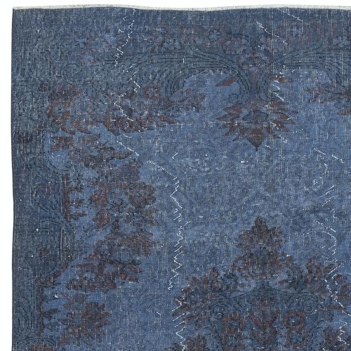 5.7x8 Ft Modern Handmade Turkish Wool Area Rug In Blue. Low Pile Floor Covering photo Textiles
