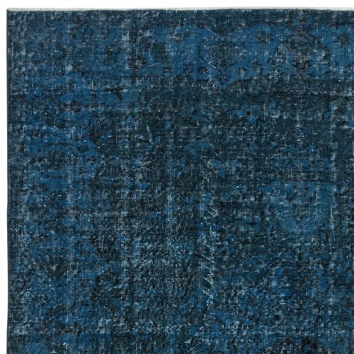6.2x8.3 Ft Decorative Handmade Turkish Rug In Dark Blue. Modern Floor Covering photo Textiles