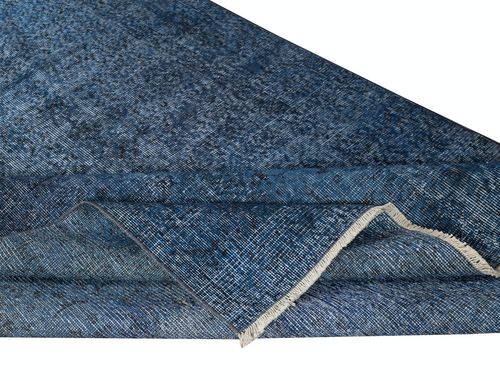 5.3x8.3 Ft Solid Blue Area Rug For Contemporary Interiors, Handmade In Turkey photo for sale
