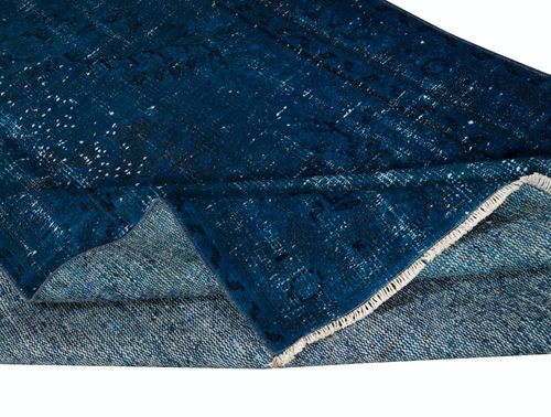 4.7x7.7 Ft Modern Area Rug In Solid Navy Blue, Hand Knotted In Turkey photo for sale