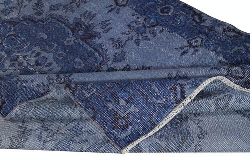 5.5x9.6 Ft Modern Medallion Design Area Rug In Blue, Hand Knotted In Turkey photo for sale