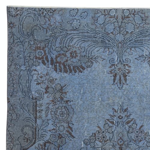 6.4x10.2 Ft Hand Knotted Blue Color Area Rug, Modern Turkish Floor Covering photo Textiles