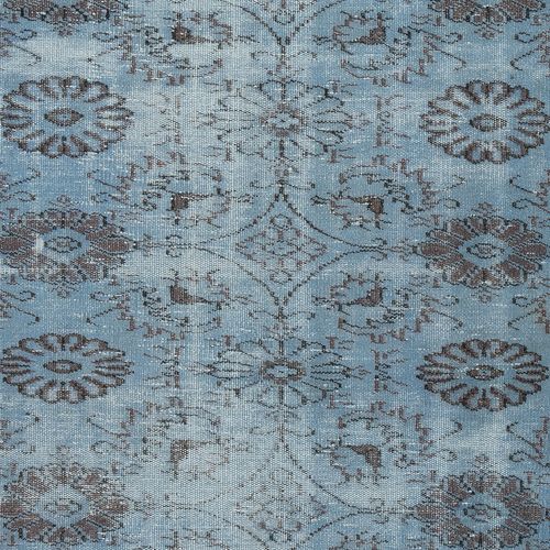 5x8.8 Ft Floral Patterned Blue Area Rug For Modern Interiors, Handmade In Turkey photo 374.0