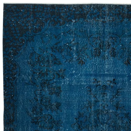 5.6x9.4 Ft Modern Handmade Turkish Area Rug Over Dyed In Dark Blue photo Textiles