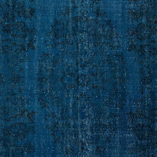 5.6x9.4 Ft Modern Handmade Turkish Area Rug Over Dyed In Dark Blue photo 447.0