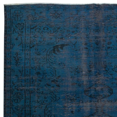6x9.2 Ft Navy Blue Color Handmade Turkish Area Rug For Contemporary Interiors photo Textiles