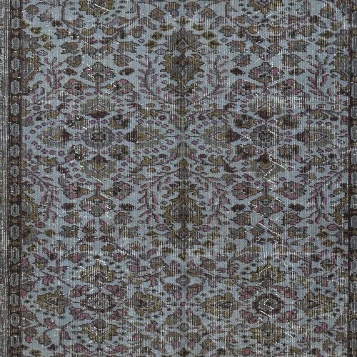 4.8x8 Ft Modern Flower Design Area Rug In Blue, Hand Knotted In Turkey photo 323.0