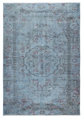 6x8.6 Ft Contemporary Handmade Turkish Area Rug Over Dyed In Light Blue