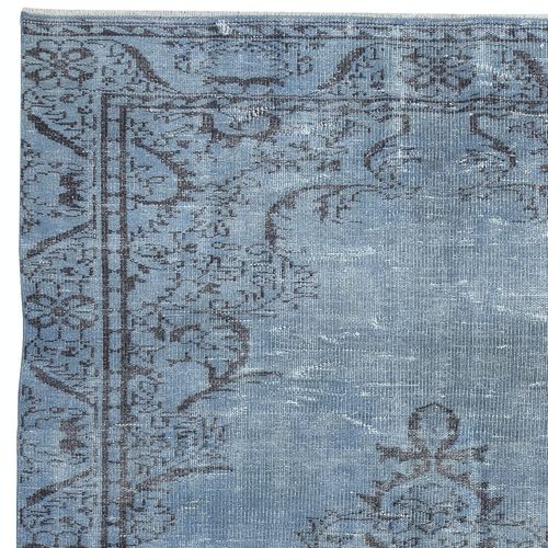 5.7x9.2 Ft Decorative Handmade Turkish Area Rug In Blue. Modern Floor Covering photo Textiles