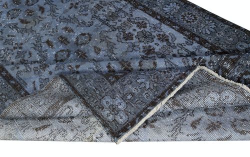5.2x8.4 Ft Contemporary Handmade Blue Color Turkish Area Rug With Floral Design photo for sale