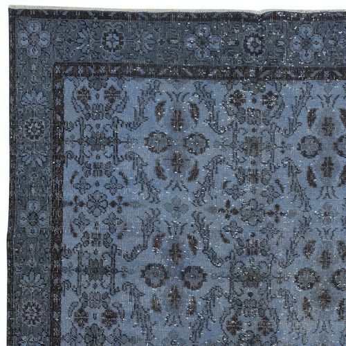 5.2x8.4 Ft Contemporary Handmade Blue Color Turkish Area Rug With Floral Design photo Textiles