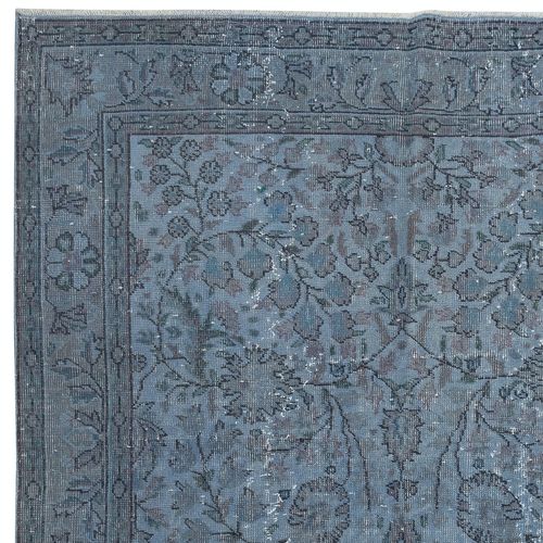 5.3x10 Ft Modern Floral Patterned Area Rug In Blue, Hand Knotted In Turkey photo Textiles