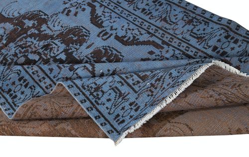 5.2x8.8 Ft Contemporary Handmade Turkish Area Rug In Blue. Woolen Floor Covering photo for sale