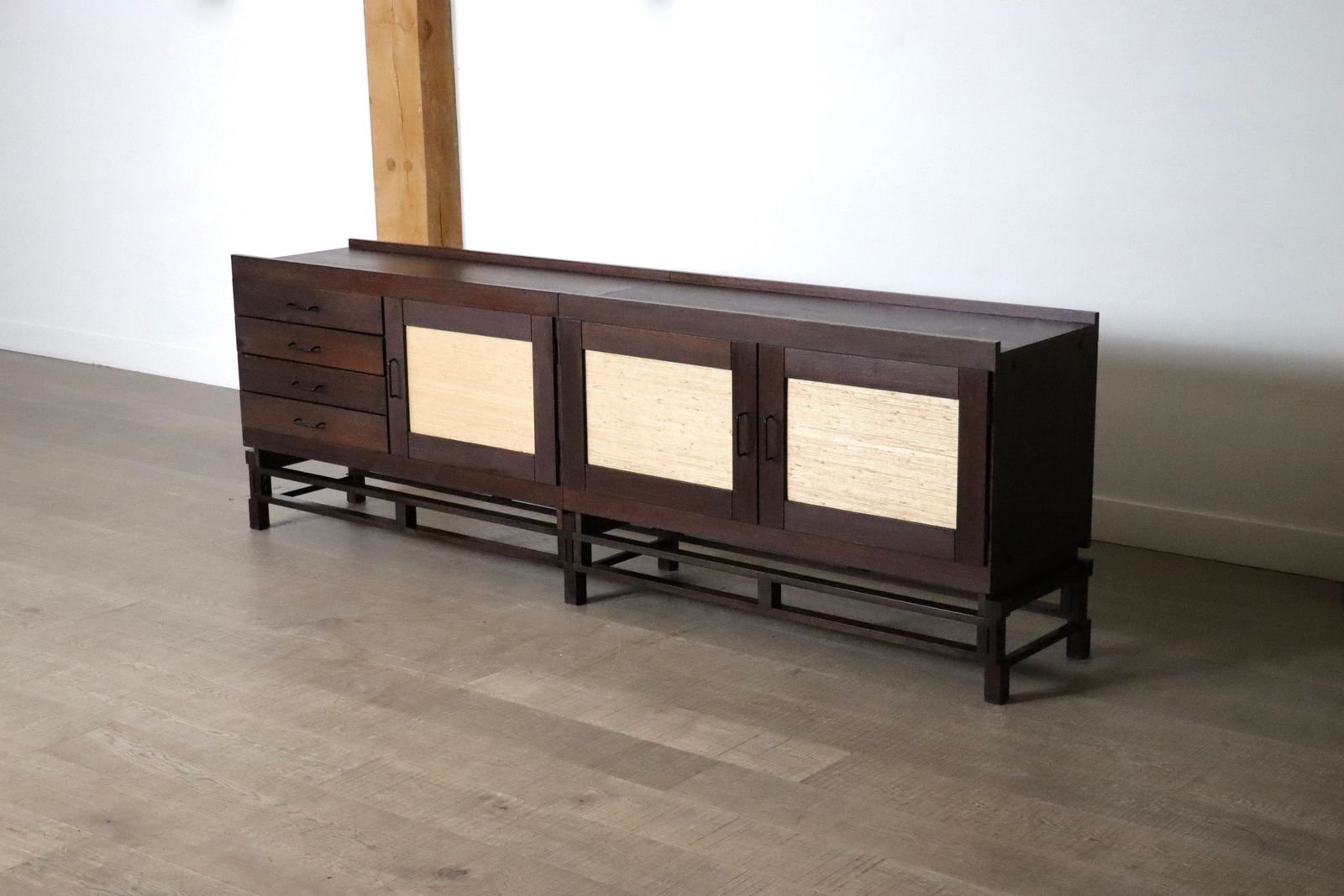 Leonardo Fiori For Isa Bergamo Sideboard In Wengé And Seagrass 1950s photo buy