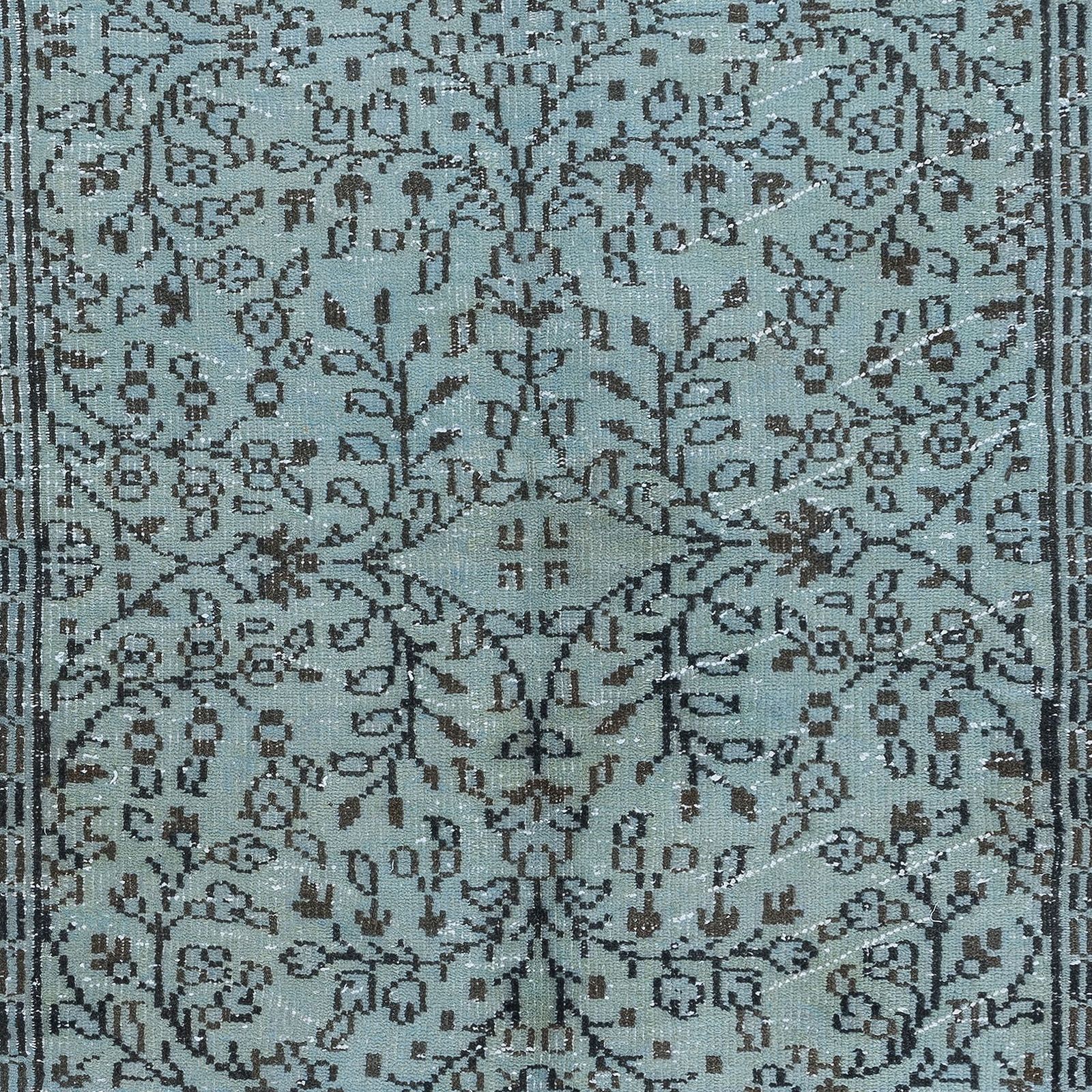 5.3x8 Ft Ethnic Handmade Turkish Rug In Light Blue, Vintage Floral Carpet photo 429.0