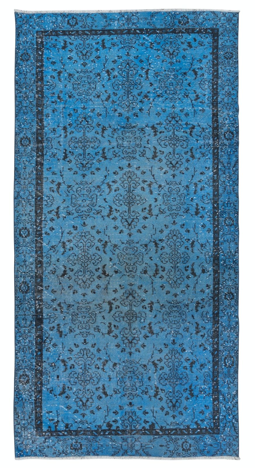 6.2x10 Ft Blue Handmade Area Rug, Turkish Carpet For Dining Room & Living Room