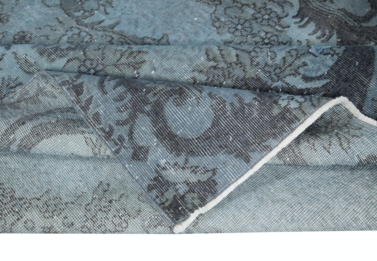 6.2x10 Ft Modern Handmade Wool Area Rug In Light Blue, Turkish Low Pile Carpet photo for sale